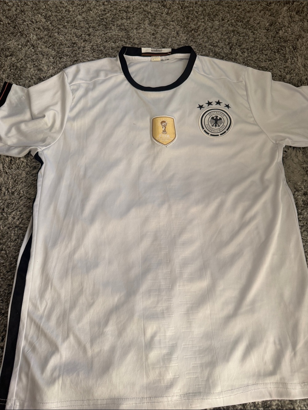 Men's White National Team Soccer Jersey with Navy Trim Bundesliga Germany